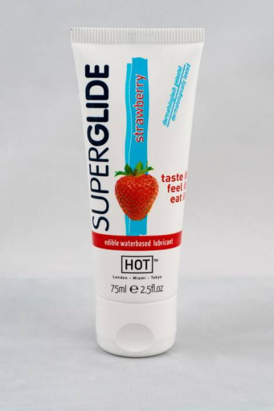 Съедобная смазка на водной основе Superglide для орального секса со вкусом клубники 75 мл
